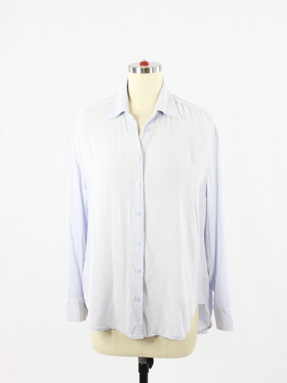 Aritzia BABATON Collective Light Blue Crinkle Viscose Button Up Shirt, Size XS